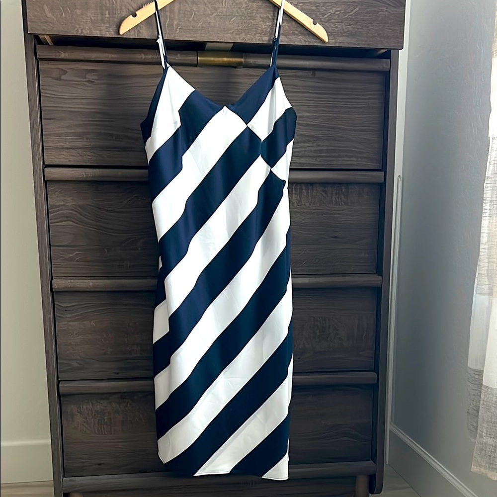 Banana Republic Navy and White Striped Dress